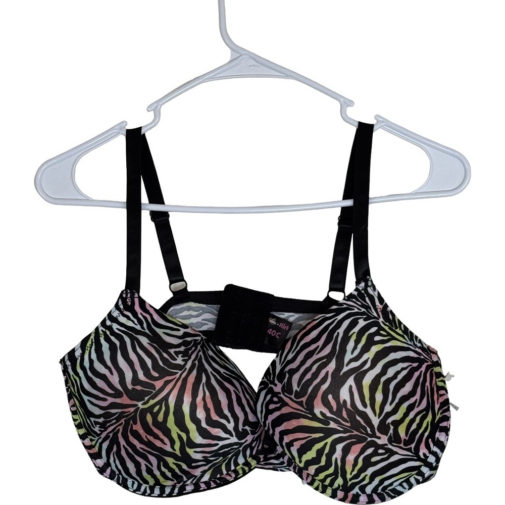 Flirt Zebra Print T-Shirt Bra Pink‎ Yellow Green Underwire 40C AFB0325X